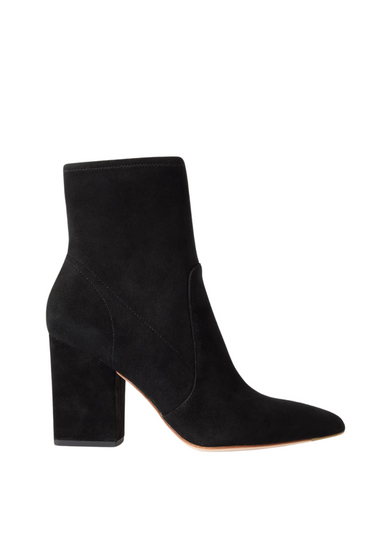 Isla Black Suede Slim Ankle Bootie